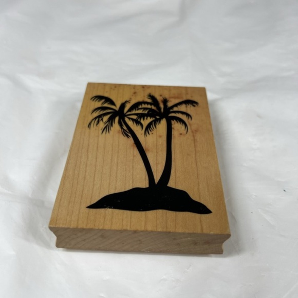 Recollections Palm Trees Silhouette Wood Mounted Rubber Stamp Tropical